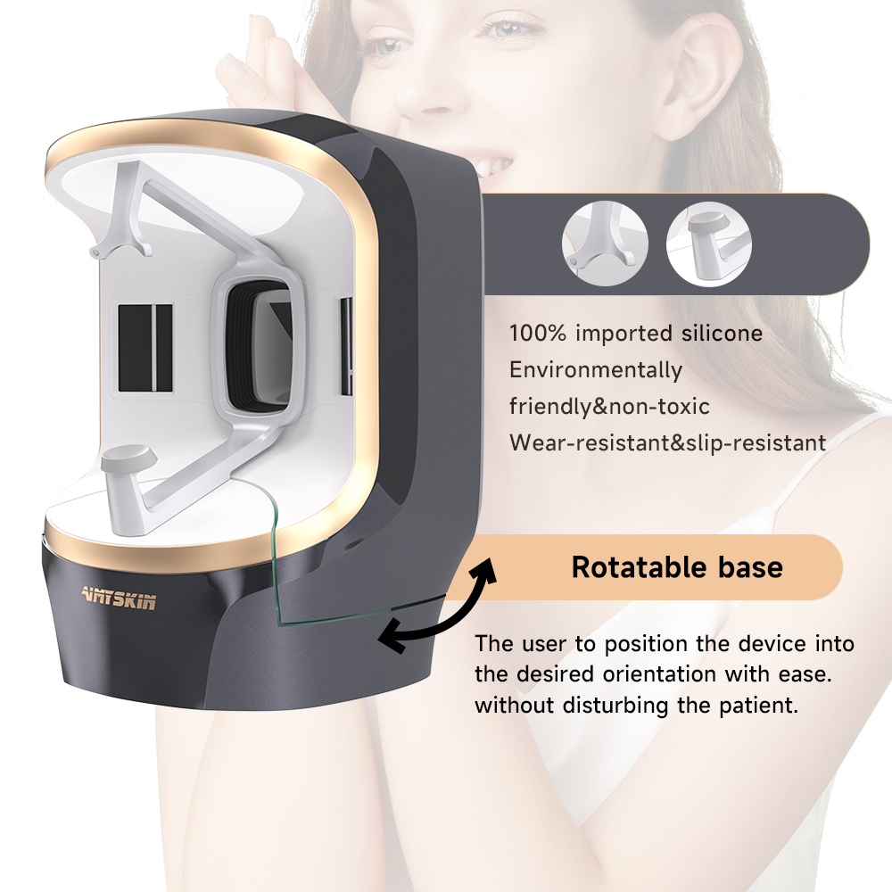 Clinical setup featuring advanced multi-spectral facial scanning equipment